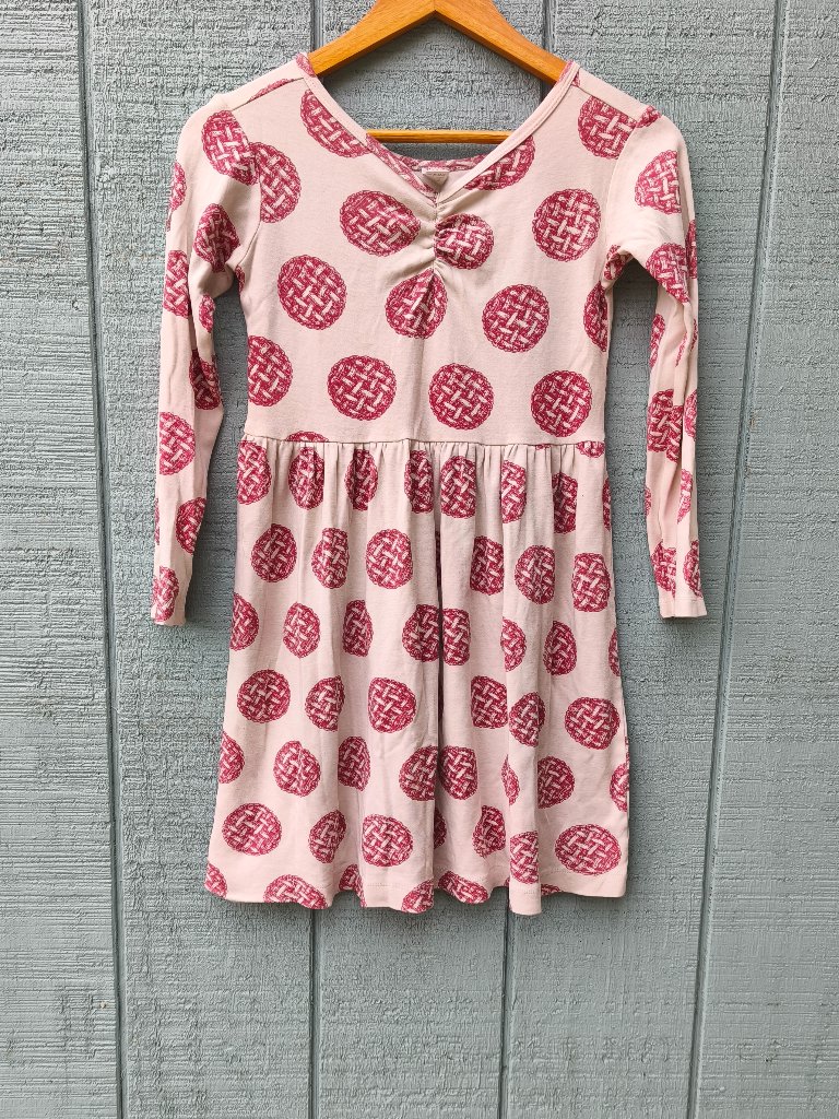 Kate Quinn 100% Organic Cotton Cherry Pie Print Long Sleeve Dress Sz 9-10y Cream